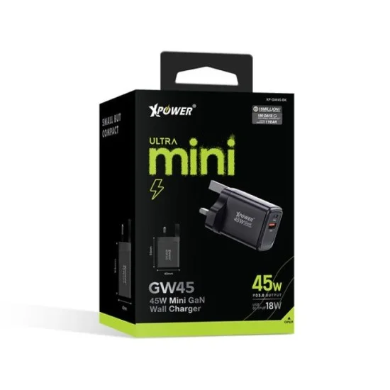 XPower GW45 45W PD 3.0-QC Gan Wall Charger - Black